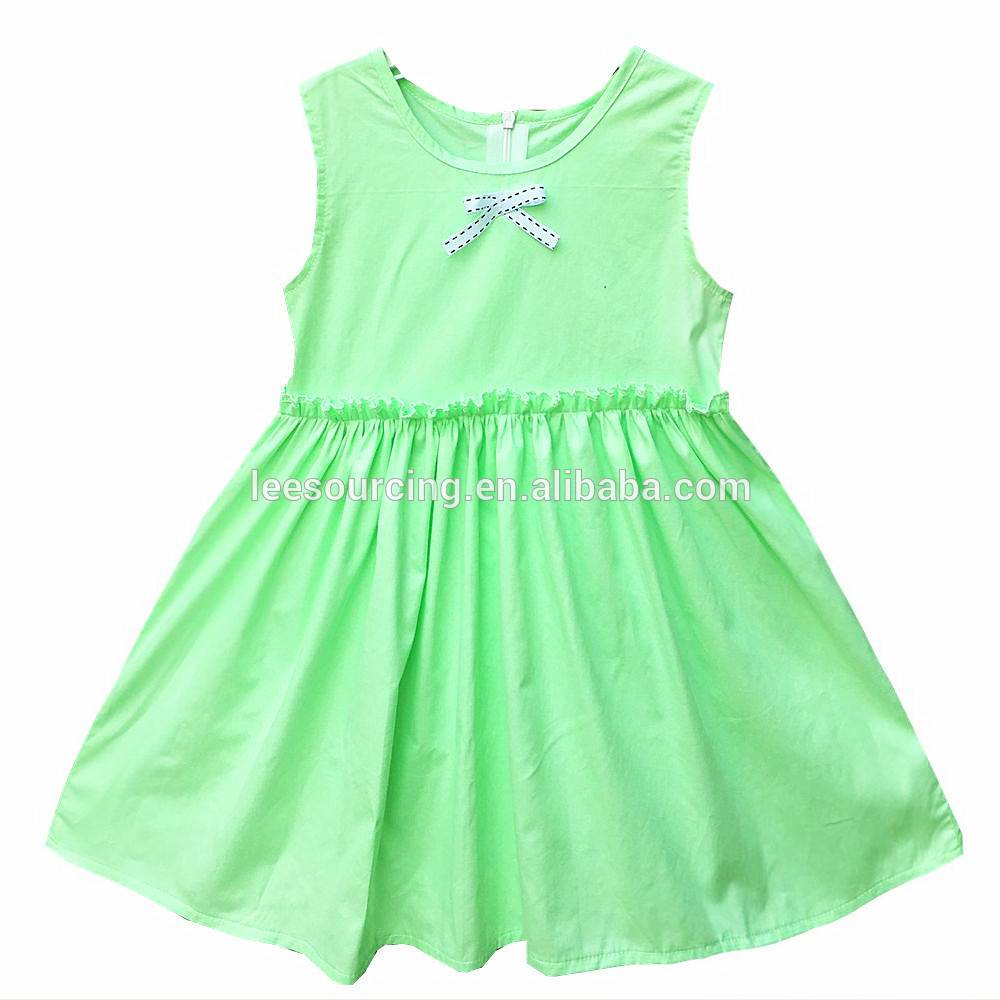 Wholesale sleeveless light green cotton children girl princess dress