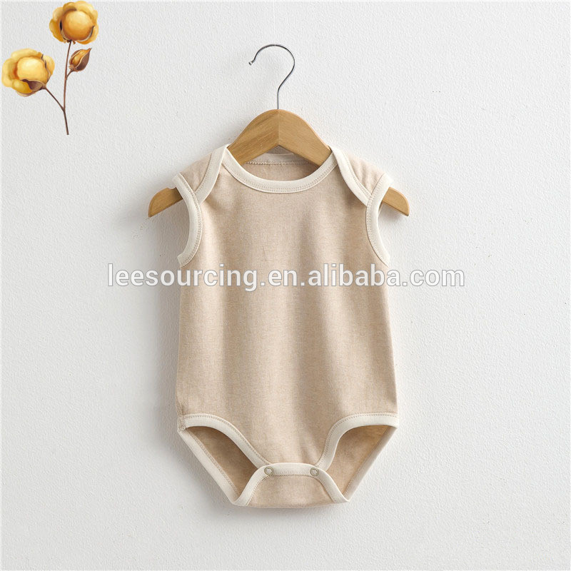 Wholesale no sleeves plain blank baby bodysuit organic baby rompers