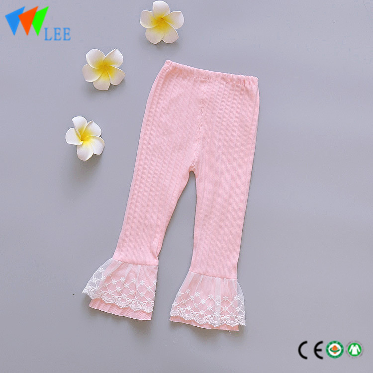 wholesale children cotton girls leggings can open file with lacy lace