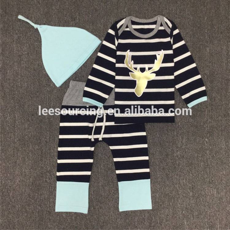 wholesale baby boy cotton clothes set t shirt and pants infant clothes set with cap