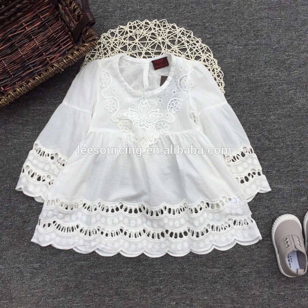 Girl cotton embroidery dress Children cotton lace shirts dress
