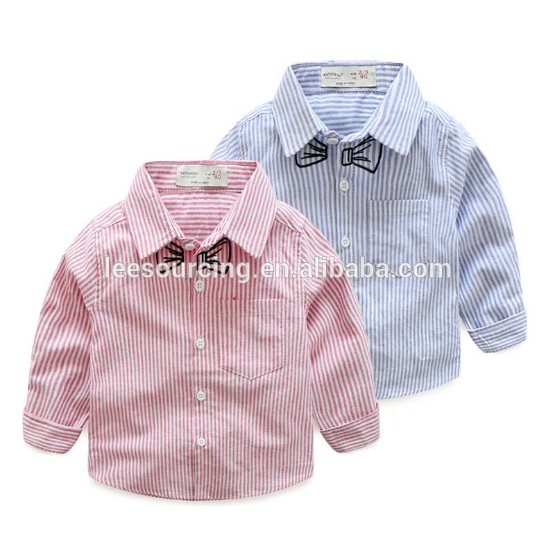 Nový dizajn západného štýlu boutique detské oblečenie chlapcov dlhý rukáv košele pruh košeľa deti topy veľkoobchod