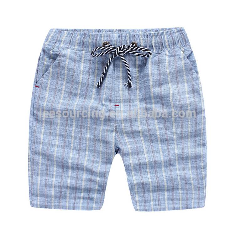 Wholesale Summer Plaid Cotton Children Boys Beach Shorts
