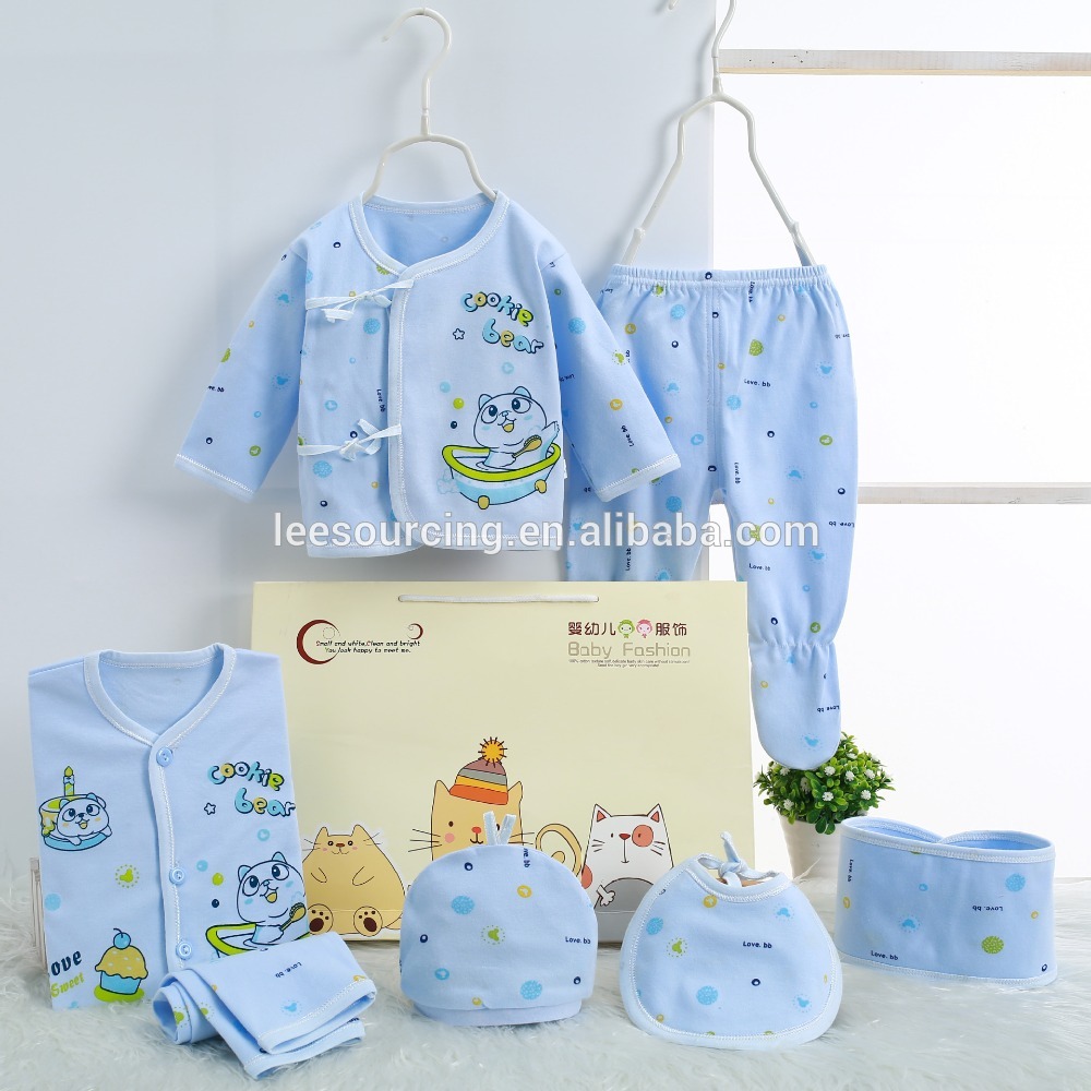 100% cotton newborn baby clothing Baby gift set newborn baby clothes 7 pieces clothing set outfits wholesale