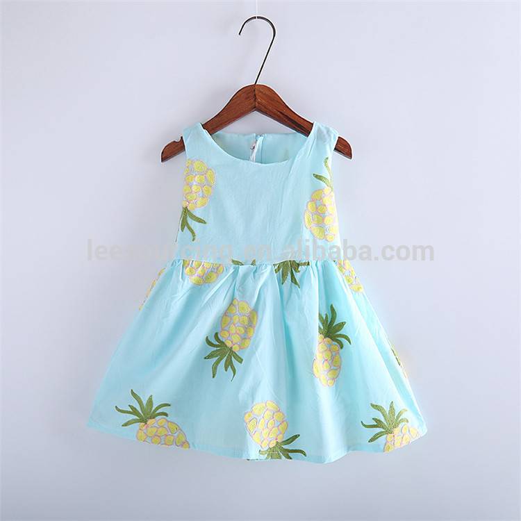 Baby pige sommer kjole ærmeløs børn klæde broderi design