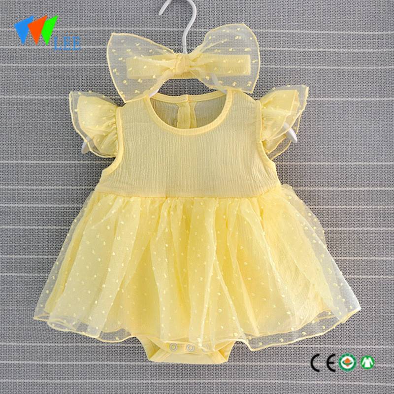 summer new infant100% colored baby rcotton ruffle body clothes with little girl dress romper
