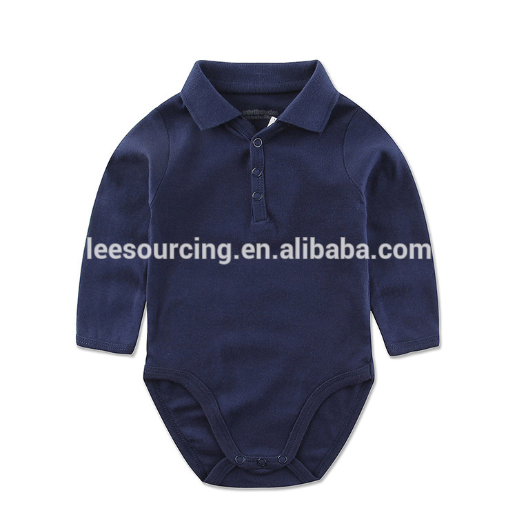 High quality long sleeve polo collar baby kids cotton bodysuit organic baby onesie