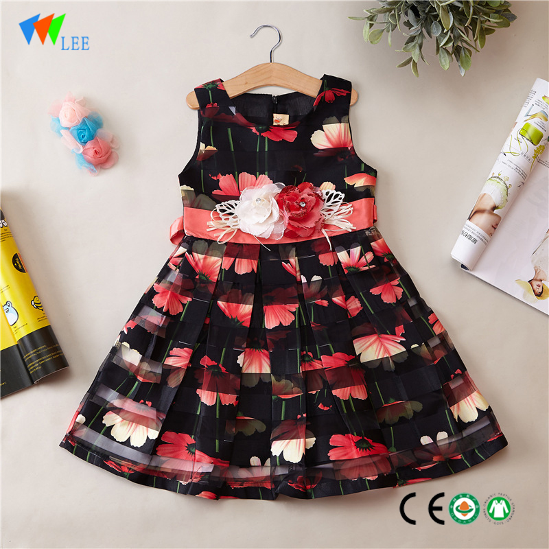 Kina produserer nye stilen nydelig baby kjoler sommer stripe 100% bomull jente barn kjole