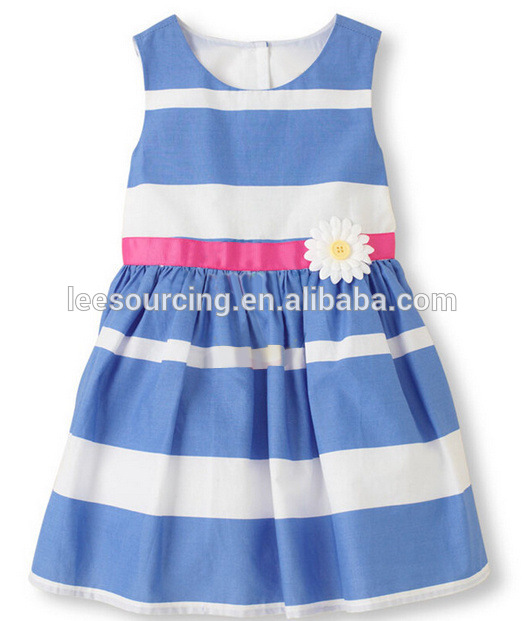 Beautiful stripe cotton sleeveless new model flower baby girl dress