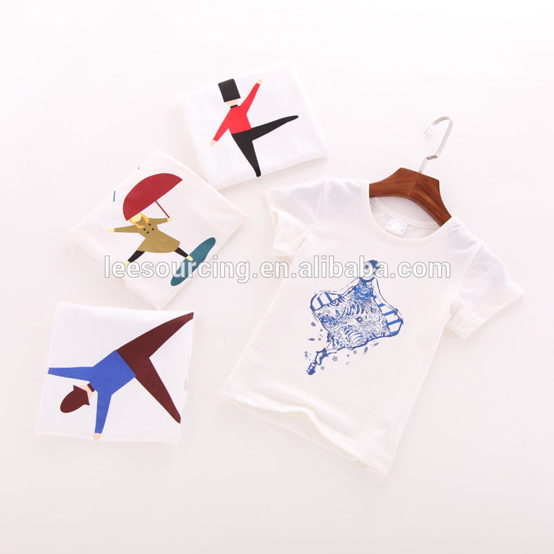 Summer high quality simple printing kids round neck t-shirt