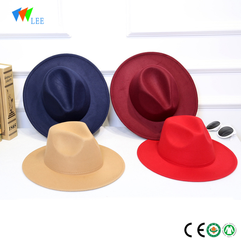 wholesale new design women's fashion woolen simple comfortable wide brim felt fedora hat