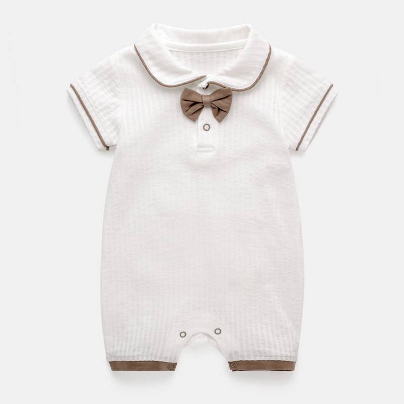 High quality knitted onesie One Piece bow tie baby boy rompers