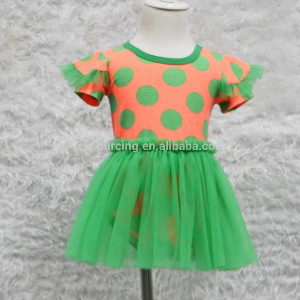 Baby girl short sleeve tulle tutu dresses cotton polka dot print romper dress 2pcs clothes set