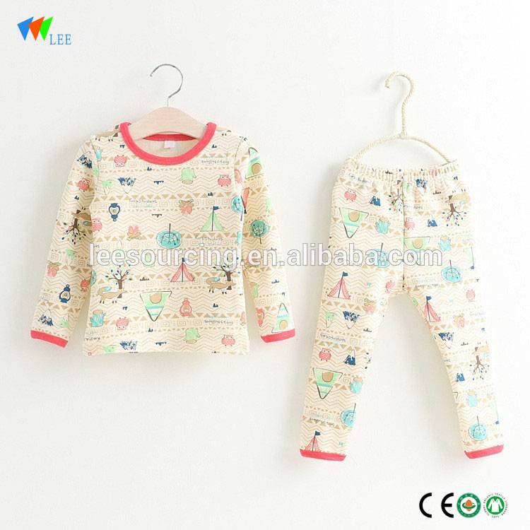 Spring full printing cotton girls soft children pajamas