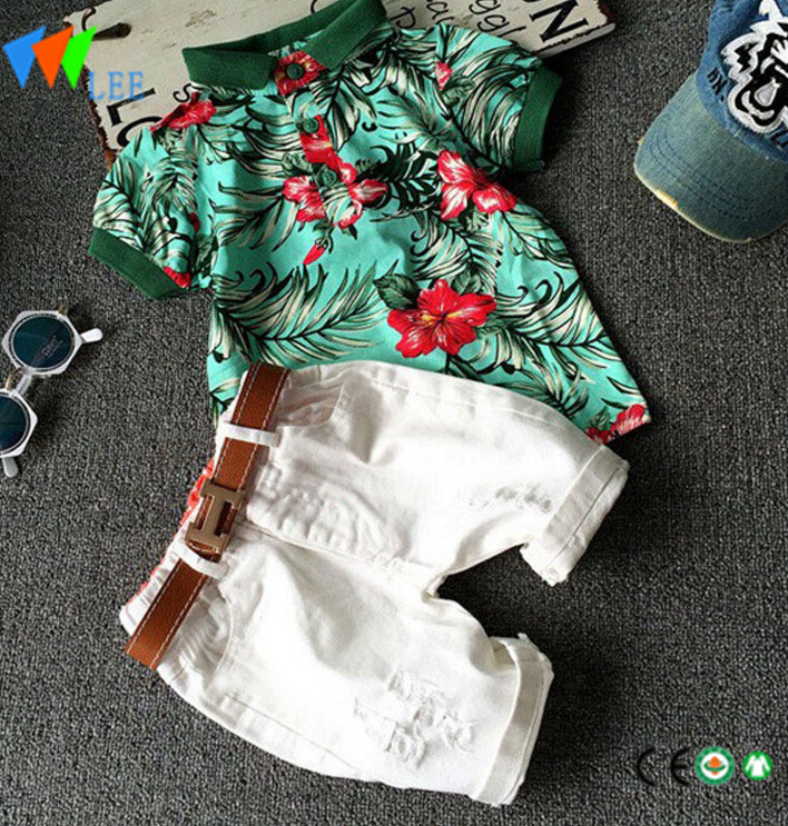 100%cotton baby boy clothes set short sleeve and shorts Trendy fashion