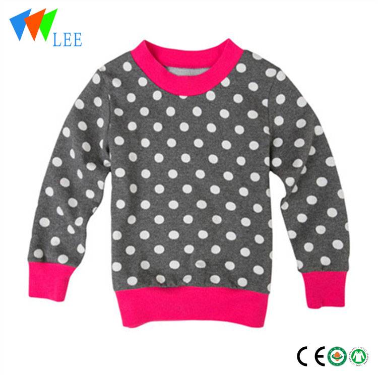 Children girl long sleeve polka dots pullover knit sweater