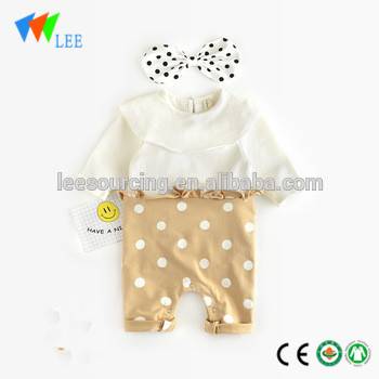 Baby ruffle neck romper cute infant soft 100% cotton baby dot bodysuit layette for winter