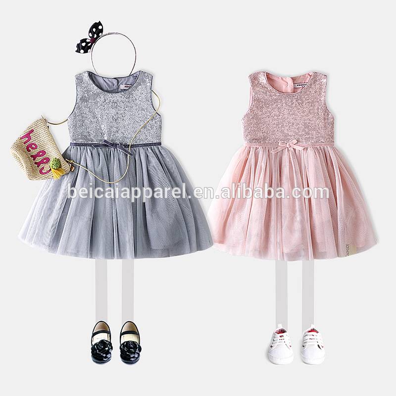 China Baby Vervaardiger Summer Girl Dress Pink Sparkly Puffy Princess Party Wedding Kids Dress