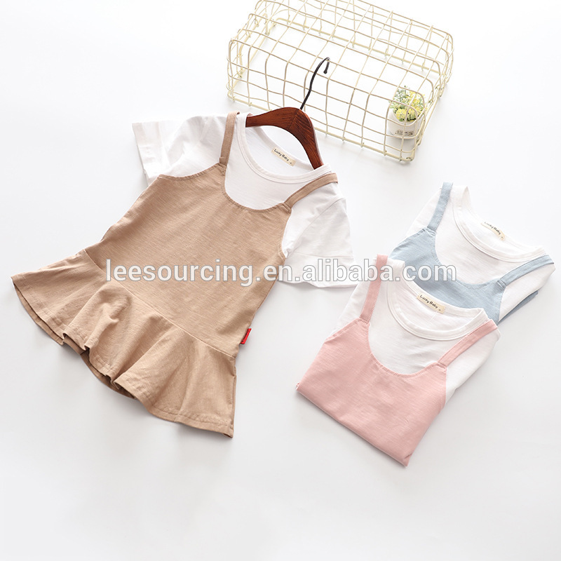 OEM/ODM Factory Young Little Panty Models - Modern Summer plain Baby Girl falbala Vest suspenders skirts – LeeSourcing
