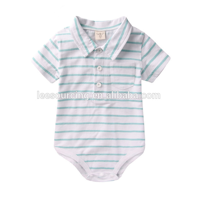 Baby Cotton striped romper boys polo collar bodysuit