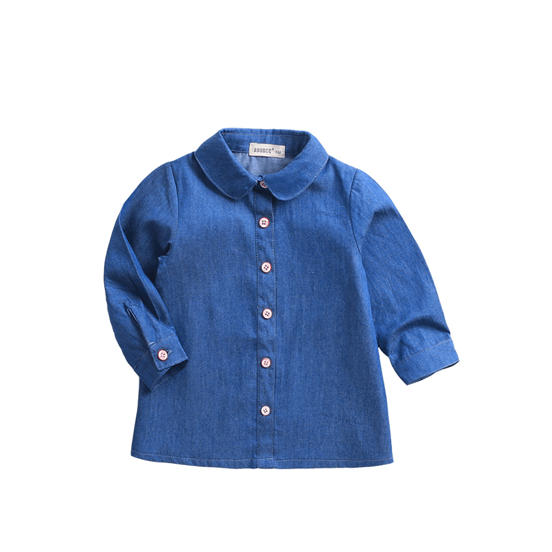 Χονδρικό μωρό απλό t-shirts Προσαρμοσμένη τζιν Μπλούζα κορυφές κορίτσι