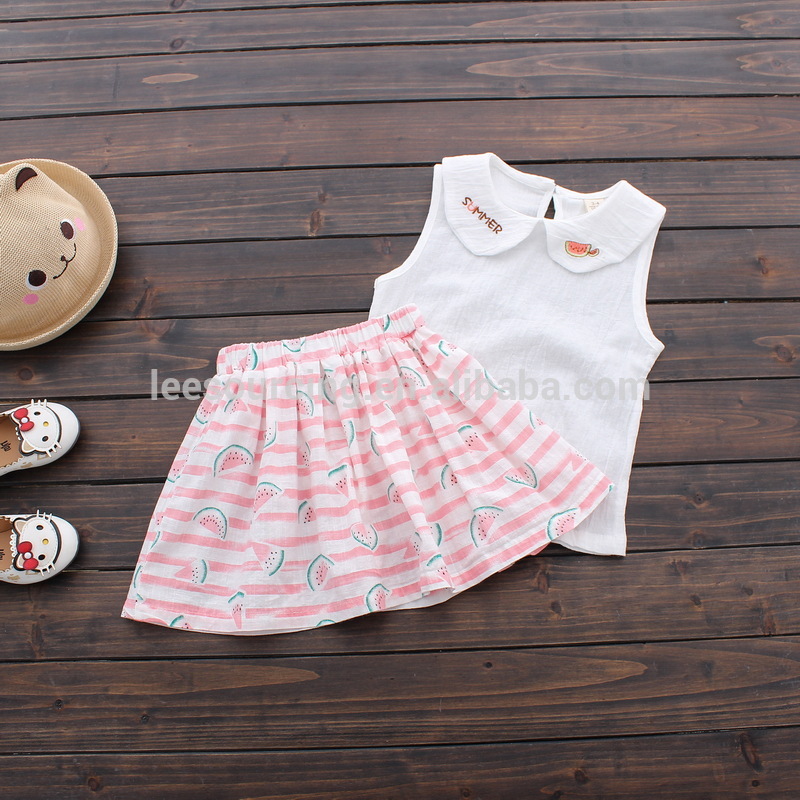 Wholesale summer cotton printing girls shirt dress sleeveless