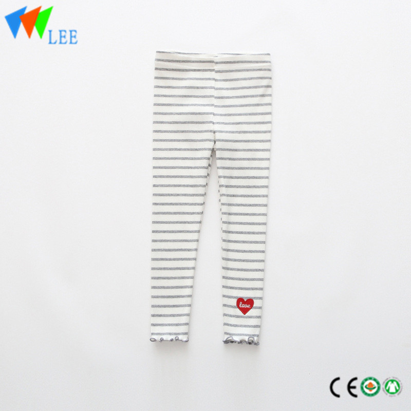 100% cotton baby girl leggings wholesale striation applique lovely love