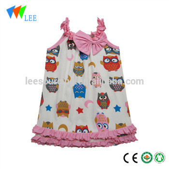 Baby girl dress wholesale tiered ruffle raglan clothes clothing strap skirt with bow for kid wear