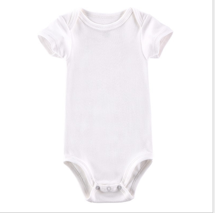 white short sleeve cotton plain baby rompers-2.png