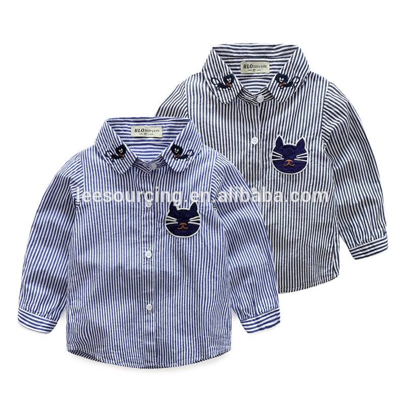 Wholesale striped long sleeve cartoon pattern boys shirts