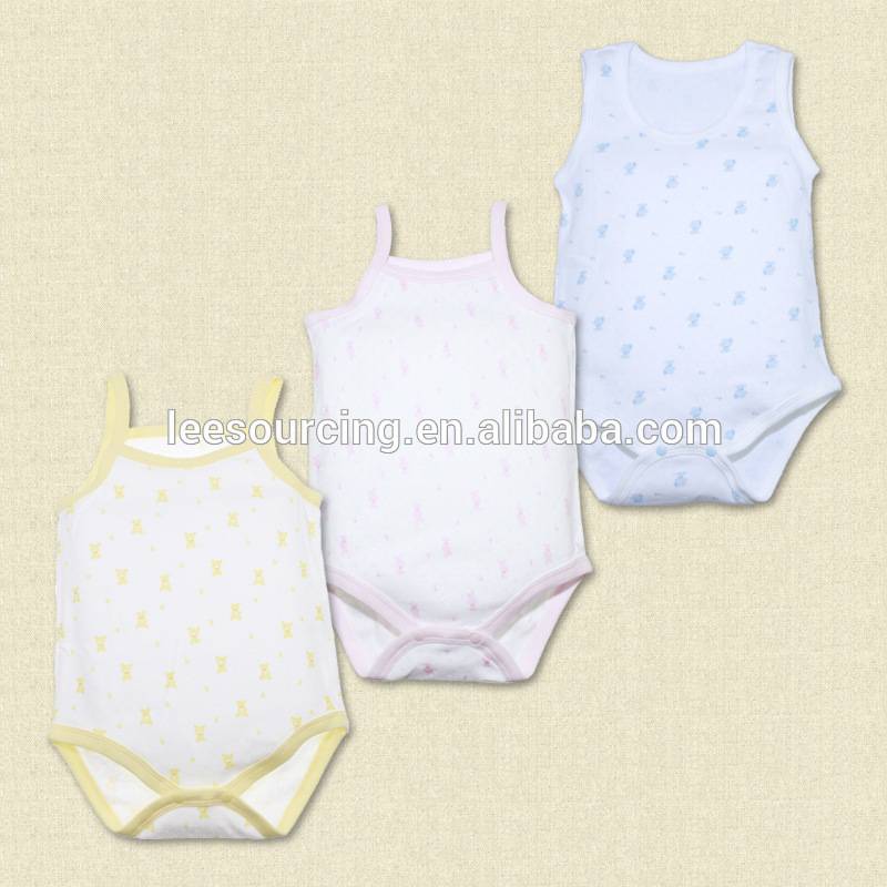 Wholesale baby girls boys 100% cotton Infant floral print romper no sleeve bodysuit