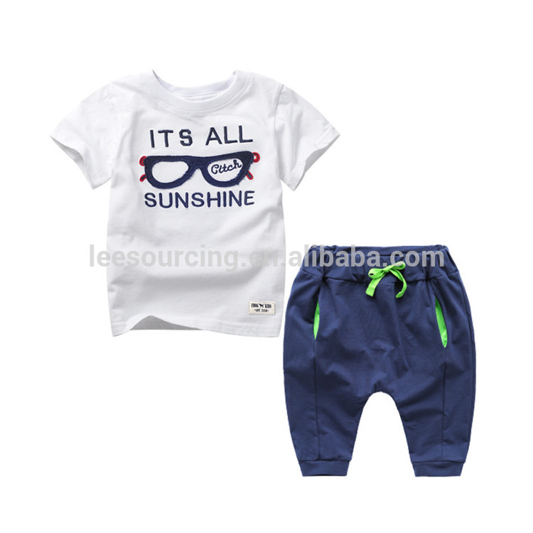 Sleeve Cotton T-Shirt + Pant Boy Kids Summer Clothes Set