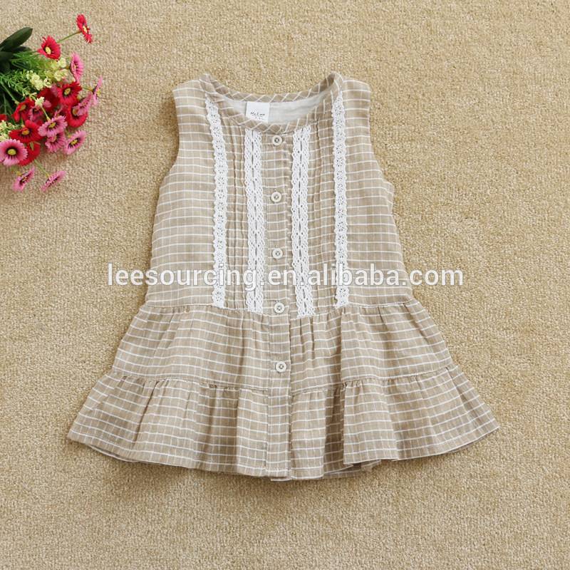 Wholesale Comfortable Printed Check Cotton Children Baby Girl Tank Dress