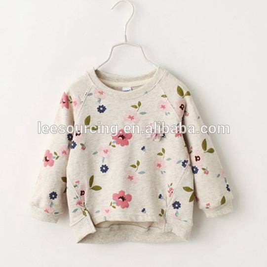 Wholesale cotton flower printing long sleeve children girls sweatshirt