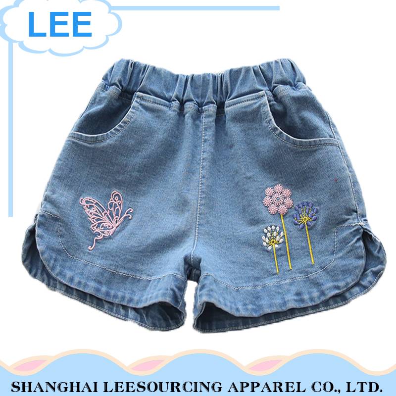 Summer Baby Girls Shorts Cartoon Embroidery Jeans Short Pants Toddler Girl  Casual Shorts Cotton Girls Daily Wear Denim Shorts