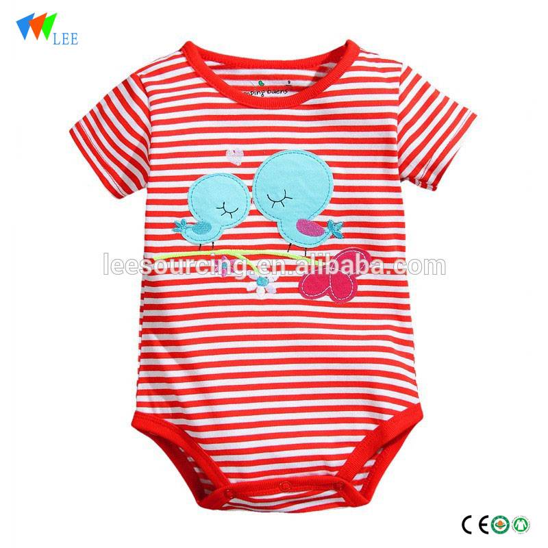 High quality red stripe baby and infant short sleeve bodysuit