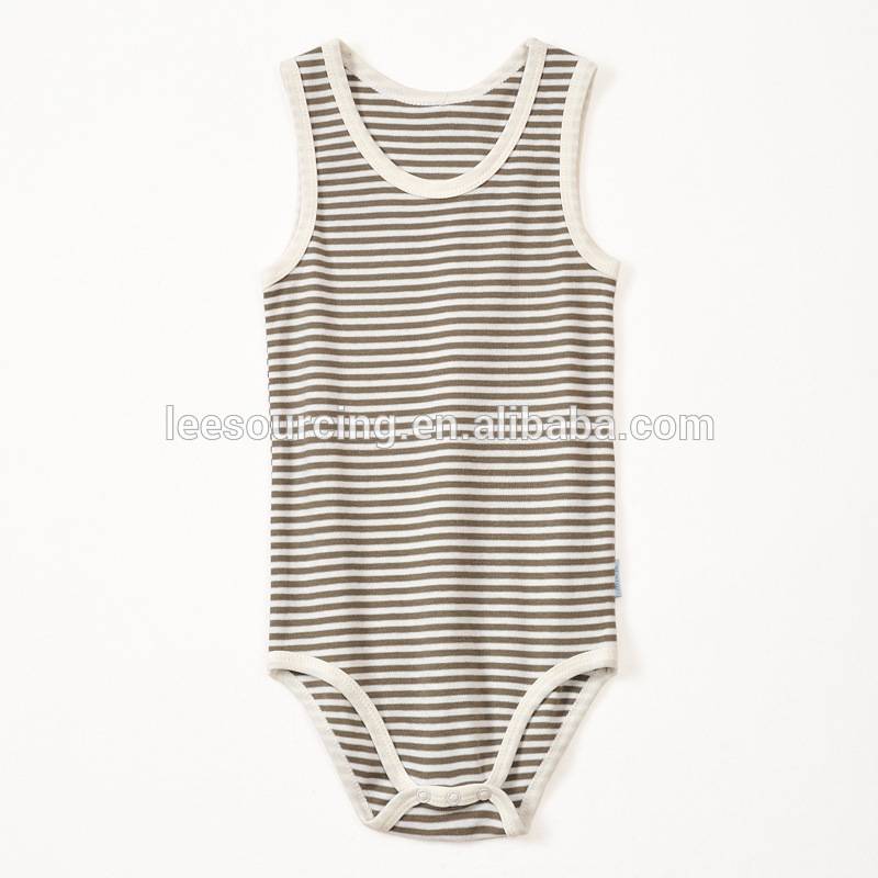 Wholesale New style summer season soft cotton plain stripe baby boy bodysuit