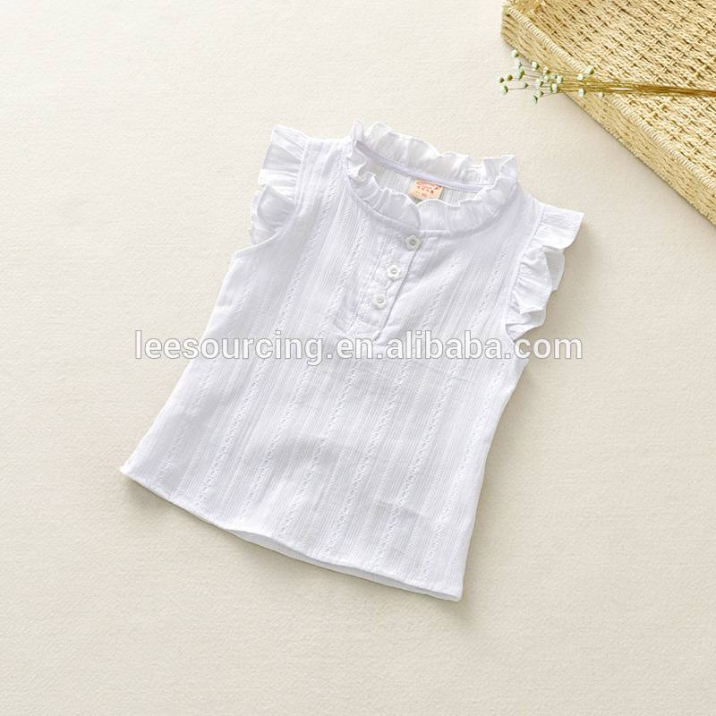Wholesale plain white girl sleeveless shirt little girls cute blouse