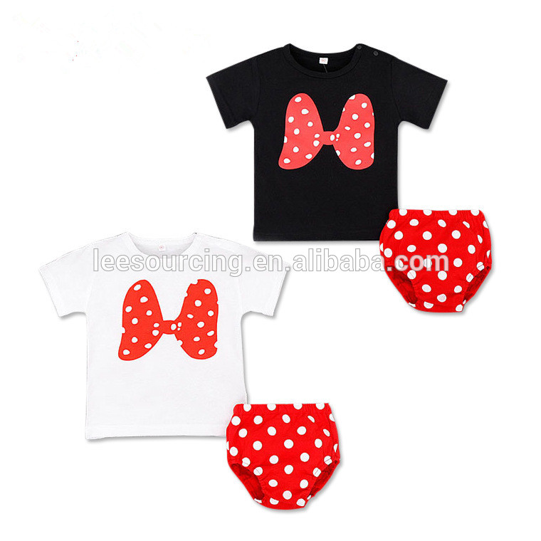 Summer short sleeve t shirt with bloomer baby girls outfits 2- piece cute clothing set