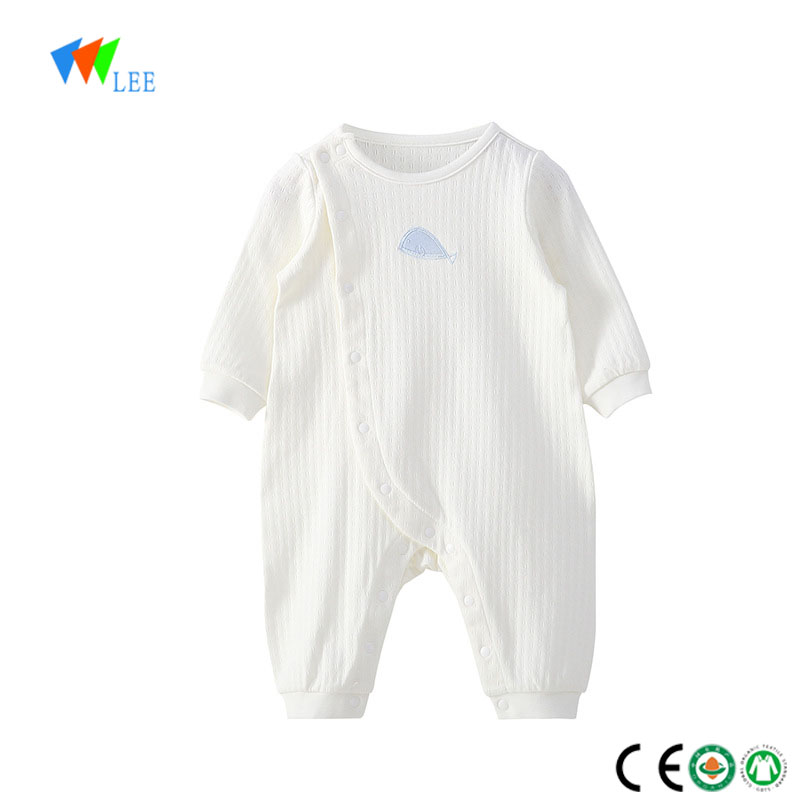 Новый дизайн детской одежды органического хлопок равнины onesie новорожденных ползунков