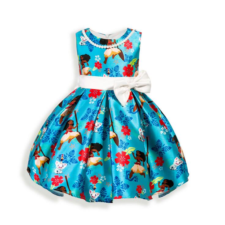Високо качество Boutique дизайн цвете печатни рокли без ръкави деца момиче