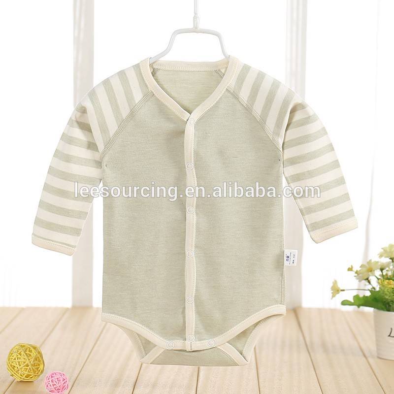 Hot sale fashion 100% cotton long sleeve stripe baby onesie plain wholesale