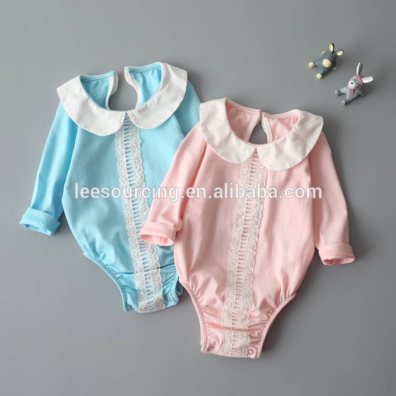 Solid color doll collar girls bodysuit cotton baby romper plain
