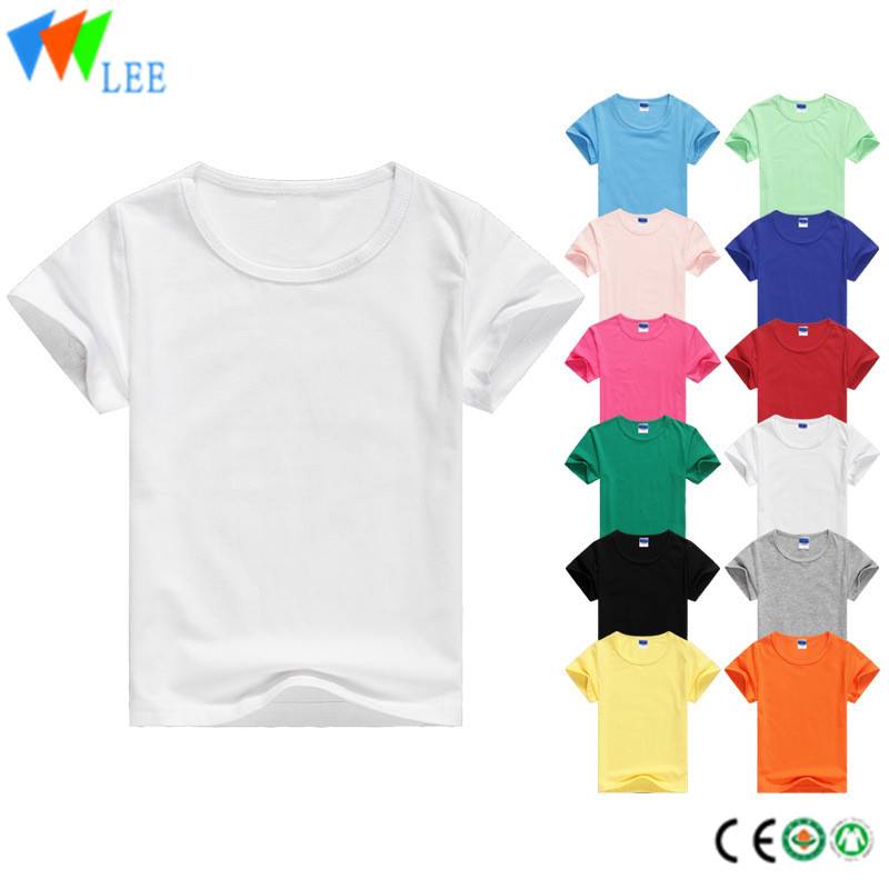 100% cotton kids boys t-shirt short sleeve round collar pure-color