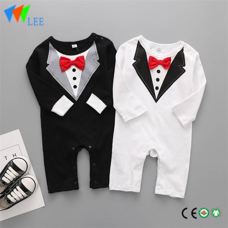 Trending Products Vintage Harem Pants - 100% cotton comfortable baby romper long sleeve with bow-tie sir style rompers – LeeSourcing