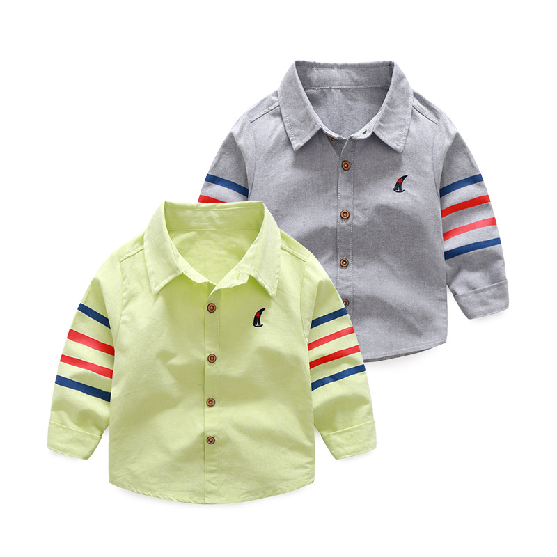 Fashion long sleeve wholesale baby boys shirts kids washed denim blouse