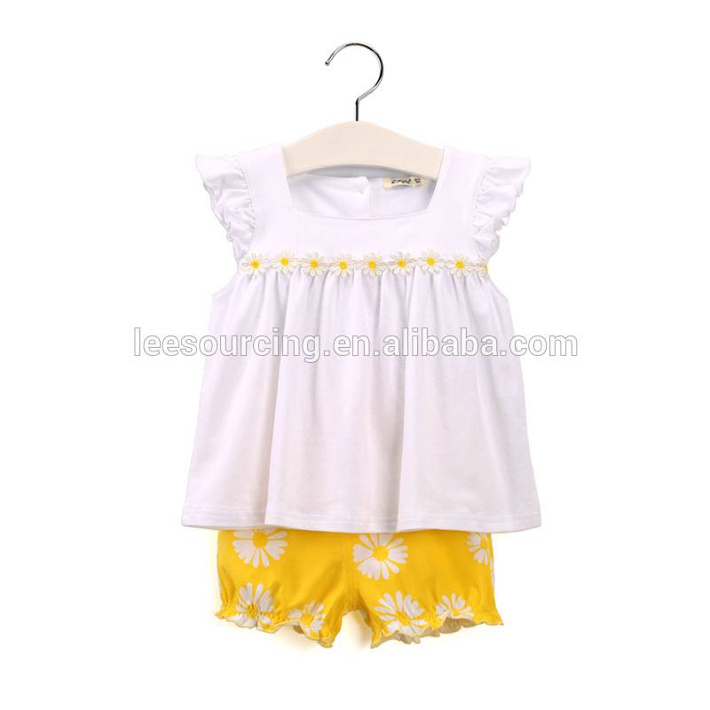 100% cotton latest cute style newborn baby clothes flutter baby girl 2 pcs set
