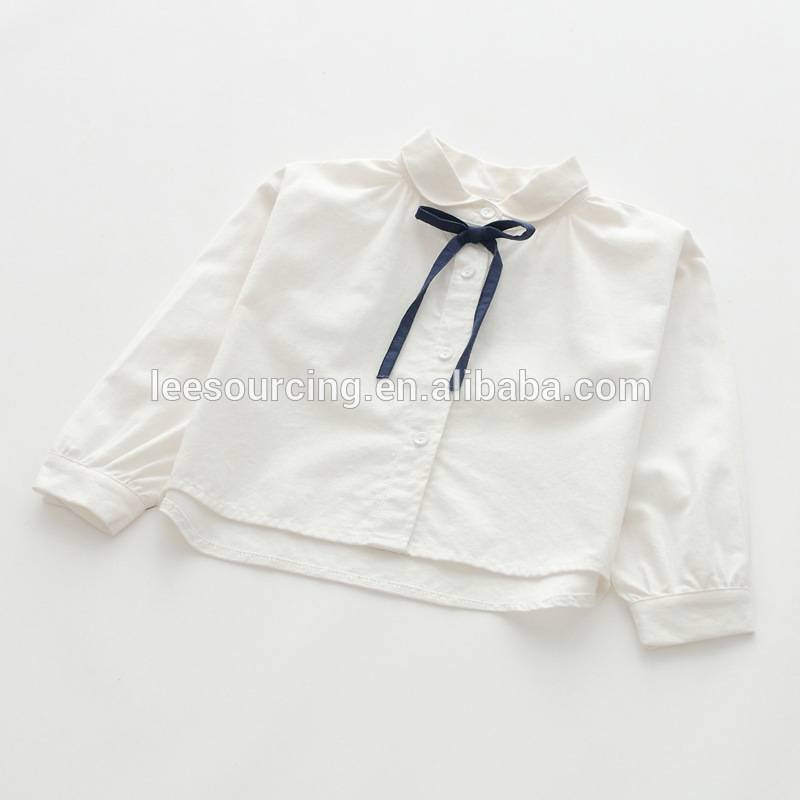 Wholesale new style white baby girl 100% cotton shirts cute kids tops for spring