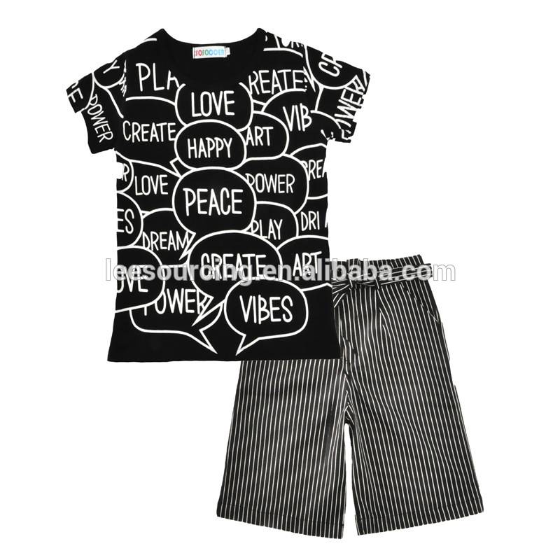 Wholesale 2 pieces little girl cotton t-shirt and loose pants clothing set