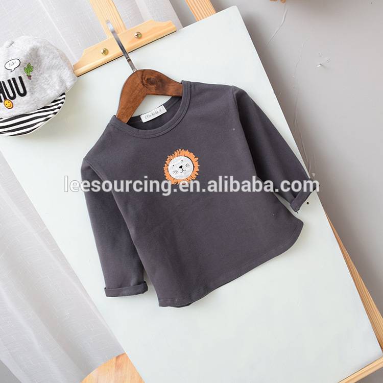 Autumn new style solid color cute printing t shirt long sleeve for kids